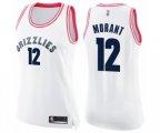Women's Memphis Grizzlies #12 Ja Morant Swingman White Pink Fashion Basketball Jersey