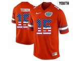 2016 US Flag Fashion Youth Florida Gators Tim Tebow #15 College Football Jersey - Orange