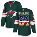 Minnesota Wild #64 Mikael Granlund Authentic Green USA Flag Fashion NHL Jersey
