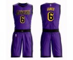 Los Angeles Lakers #6 LeBron James Swingman Purple Basketball Suit Jersey - City Edition