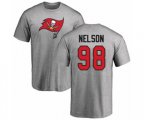 Tampa Bay Buccaneers #98 Anthony Nelson Ash Name & Number Logo T-Shirt