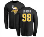 Minnesota Vikings #98 Linval Joseph Black Name & Number Logo Long Sleeve T-Shirt
