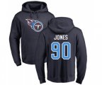 Tennessee Titans #90 DaQuan Jones Navy Blue Name & Number Logo Pullover Hoodie