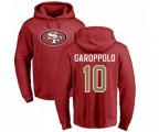 San Francisco 49ers #10 Jimmy Garoppolo Red Name & Number Logo Pullover Hoodie
