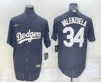 Los Angeles Dodgers #34 Fernando Valenzuela Black Turn Back The Clock Stitched Cool Base Jersey