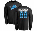Detroit Lions #88 T.J. Hockenson Black Name & Number Logo Long Sleeve T-Shirt