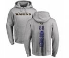 Baltimore Ravens #88 Ty Montgomery Ash Backer Pullover Hoodie