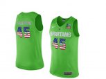 2016 US Flag Fashion Michigan State Spartans Denzel Valentine #45 College Basketball Authentic Jersey - Apple Green