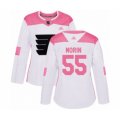 Women Philadelphia Flyers #55 Samuel Morin Authentic White Pink Fashion Hockey Jersey