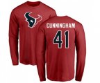 Houston Texans #41 Zach Cunningham Red Name & Number Logo Long Sleeve T-Shirt