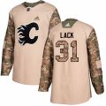 Calgary Flames #31 Eddie Lack Authentic Camo Veterans Day Practice NHL Jersey