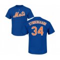 New York Mets #34 Noah Syndergaard Royal Blue Name & Number T-Shirt
