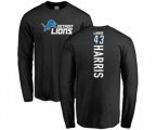 Detroit Lions #43 Will Harris Black Backer Long Sleeve T-Shirt