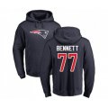 New England Patriots #77 Michael Bennett Navy Blue Name & Number Logo Pullover Hoodie