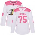 Women's Anaheim Ducks #75 Jaycob Megna Authentic White Pink Fashion NHL Jersey
