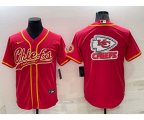 Kansas City Chiefs Red Team Big Logo With Patch Cool Base Stitched Baseball Jersey