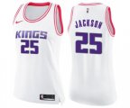 Women's Sacramento Kings #25 Justin Jackson Swingman White Pink Fashion Basketball Jersey