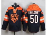 Chicago Bears #50 Mike Singletary Navy Blue Player Pullover Hoodie