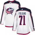 Columbus Blue Jackets #71 Nick Foligno White Road Authentic Stitched NHL Jersey