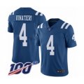 Indianapolis Colts #4 Adam Vinatieri Limited Royal Blue Rush Vapor Untouchable 100th Season Football Jersey