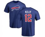 Buffalo Bills #12 Jim Kelly Royal Blue Name & Number Logo T-Shirt