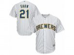 Milwaukee Brewers #21 Travis Shaw Replica White Home Cool Base MLB Jersey