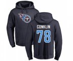 Tennessee Titans #78 Jack Conklin Navy Blue Name & Number Logo Pullover Hoodie