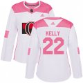 Women Ottawa Senators #22 Chris Kelly Authentic White Pink Fashion NHL Jersey