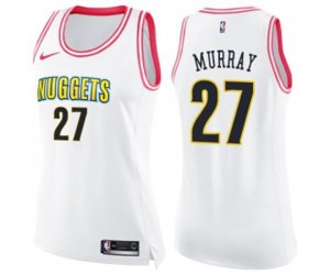 Women\'s Denver Nuggets #27 Jamal Murray Swingman White Pink Fashion Basketball Jersey