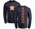 Houston Astros #41 Brad Peacock Navy Blue Backer Long Sleeve T-Shirt