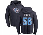 Tennessee Titans #56 Sharif Finch Navy Blue Name & Number Logo Pullover Hoodie