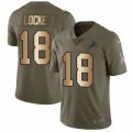 Detroit Lions #18 Jeff Locke Limited Olive Gold Salute to Service NFL Jersey