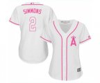 Women's Los Angeles Angels of Anaheim #2 Andrelton Simmons Replica White Fashion Cool Base Baseball Jersey
