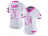Women Carolina Panthers #70 Trai Turner White Pink Stitched NFL Limited Rush Fashion Jersey