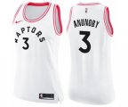 Women's Toronto Raptors #3 OG Anunoby Swingman White Pink Fashion Basketball Jersey