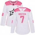 Women's Dallas Stars #7 Neal Broten Authentic White Pink Fashion NHL Jersey