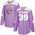 Florida Panthers #39 Michael Hutchinson Authentic Purple Fights Cancer Practice NHL Jersey
