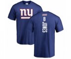 New York Giants #8 Daniel Jones Royal Blue Backer T-Shirt