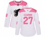 Women Calgary Flames #27 Austin Czarnik Authentic White Pink Fashion Hockey Jersey