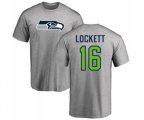 Seattle Seahawks #16 Tyler Lockett Ash Name & Number Logo T-Shirt