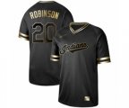 Cleveland Indians #20 Eddie Robinson Authentic Black Gold Fashion Baseball Jersey