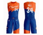 Cleveland Cavaliers #34 Tyrone Hill Authentic Blue Basketball Suit Jersey - City Edition