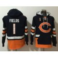 Chicago Bears #1 Justin Fields Black Ageless Must-Have Lace-Up Pullover Hoodie