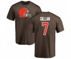 Cleveland Browns #7 Jamie Gillan Brown Name & Number Logo T-Shirt