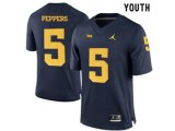 2016 Youth Jordan Brand Michigan Wolverines Jabrill Peppers #5 College Football Limited Jersey - Navy Blue