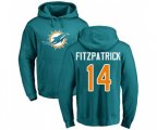 Miami Dolphins #14 Ryan Fitzpatrick Aqua Green Name & Number Logo Pullover Hoodie