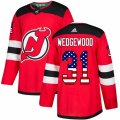 New Jersey Devils #31 Scott Wedgewood Authentic Red USA Flag Fashion NHL Jersey