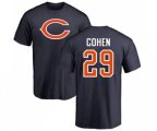 Chicago Bears #29 Tarik Cohen Navy Blue Name & Number Logo T-Shirt