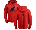 New Jersey Devils #31 Eddie Lack Red One Color Backer Pullover Hoodie