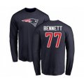 New England Patriots #77 Michael Bennett Navy Blue Name & Number Logo Long Sleeve T-Shirt